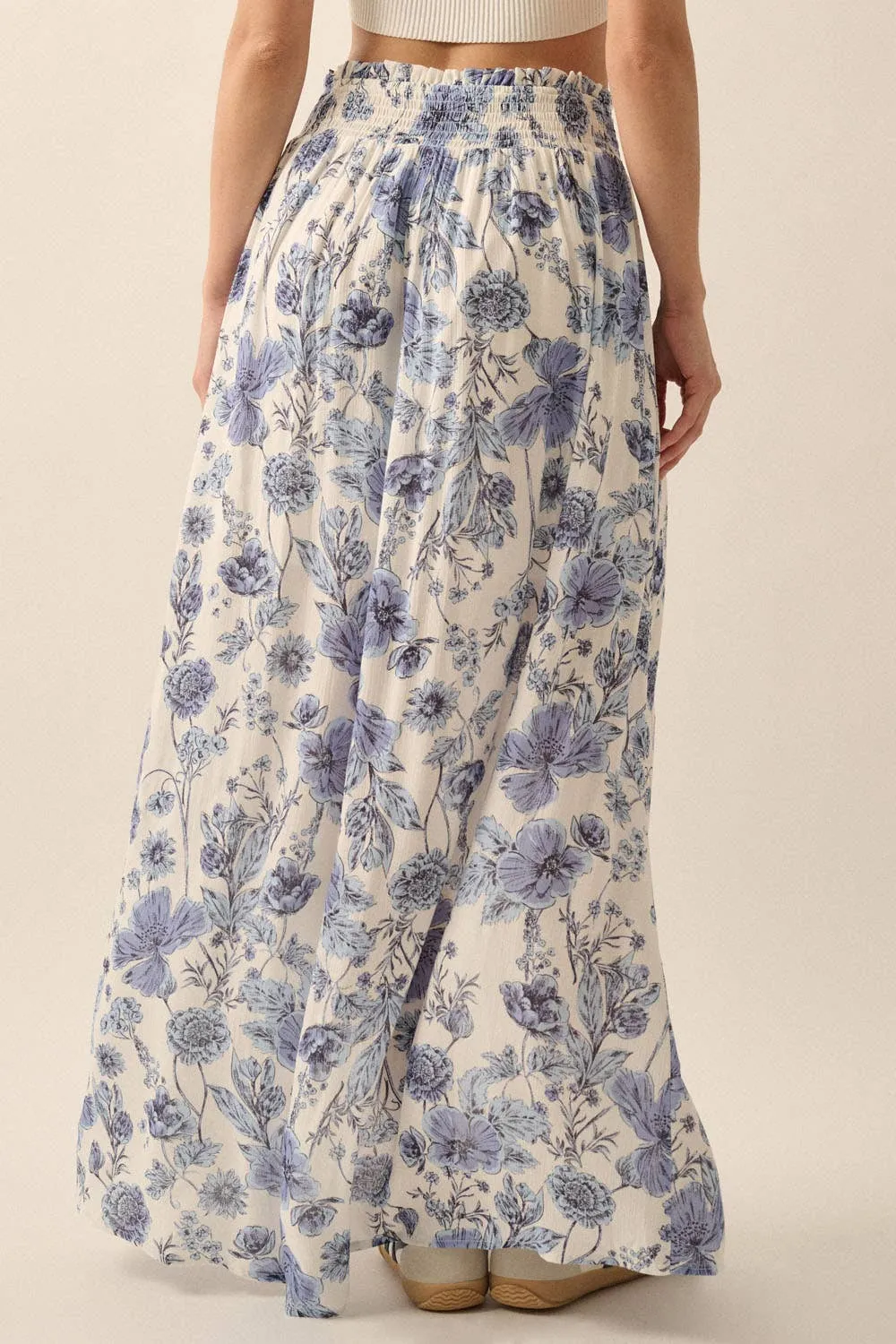 Smocked Floral Maxi Skirt