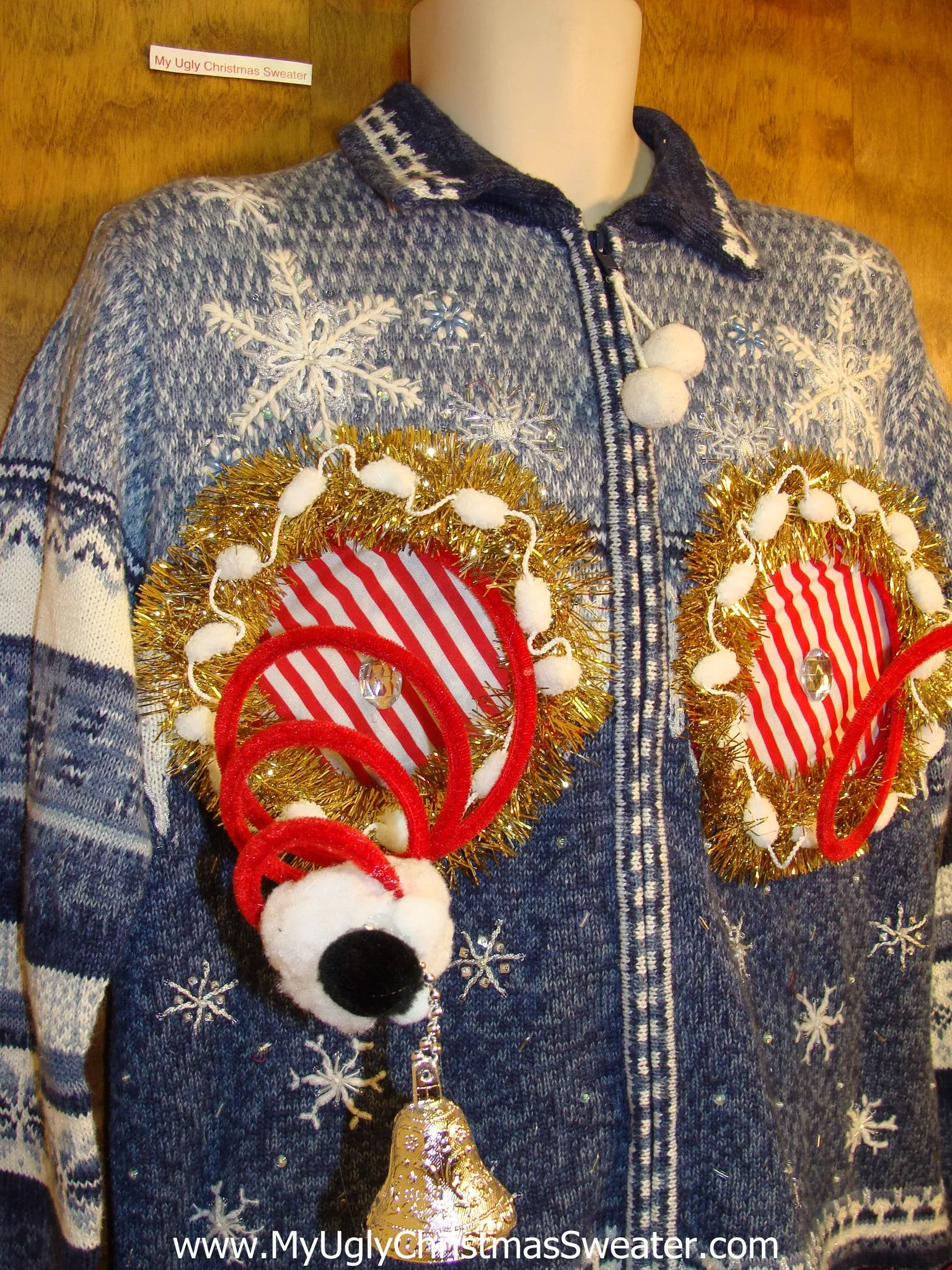 Snowflake Blue Ugly Christmas Jumper Naughty Sweater
