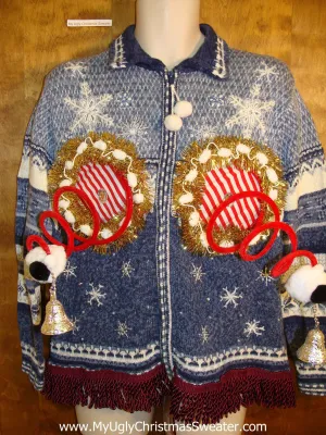 Snowflake Blue Ugly Christmas Jumper Naughty Sweater