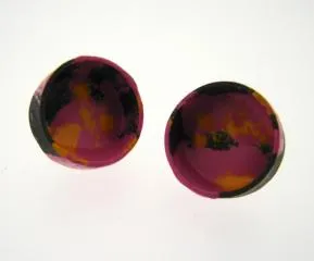 Splashed Cup Earrings Pink and Yellow