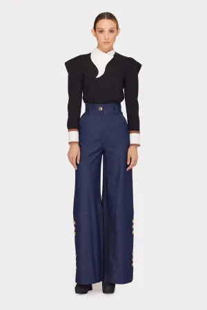 Stylish Wide-Leg High-Waisted Jeans Blue