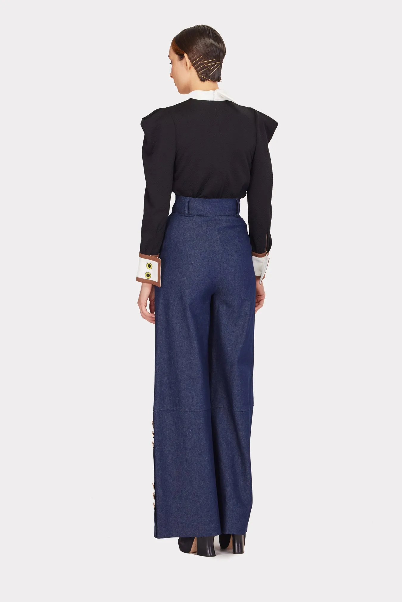 Stylish Wide-Leg High-Waisted Jeans Blue