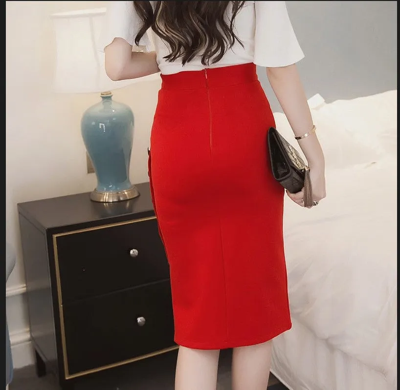 Summer All-Matching Slim Look Women Hip Flattering Sexy Splitted Skirt Popular  Skirt