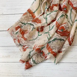 Summer Metallic Poppy Scarf - Orange