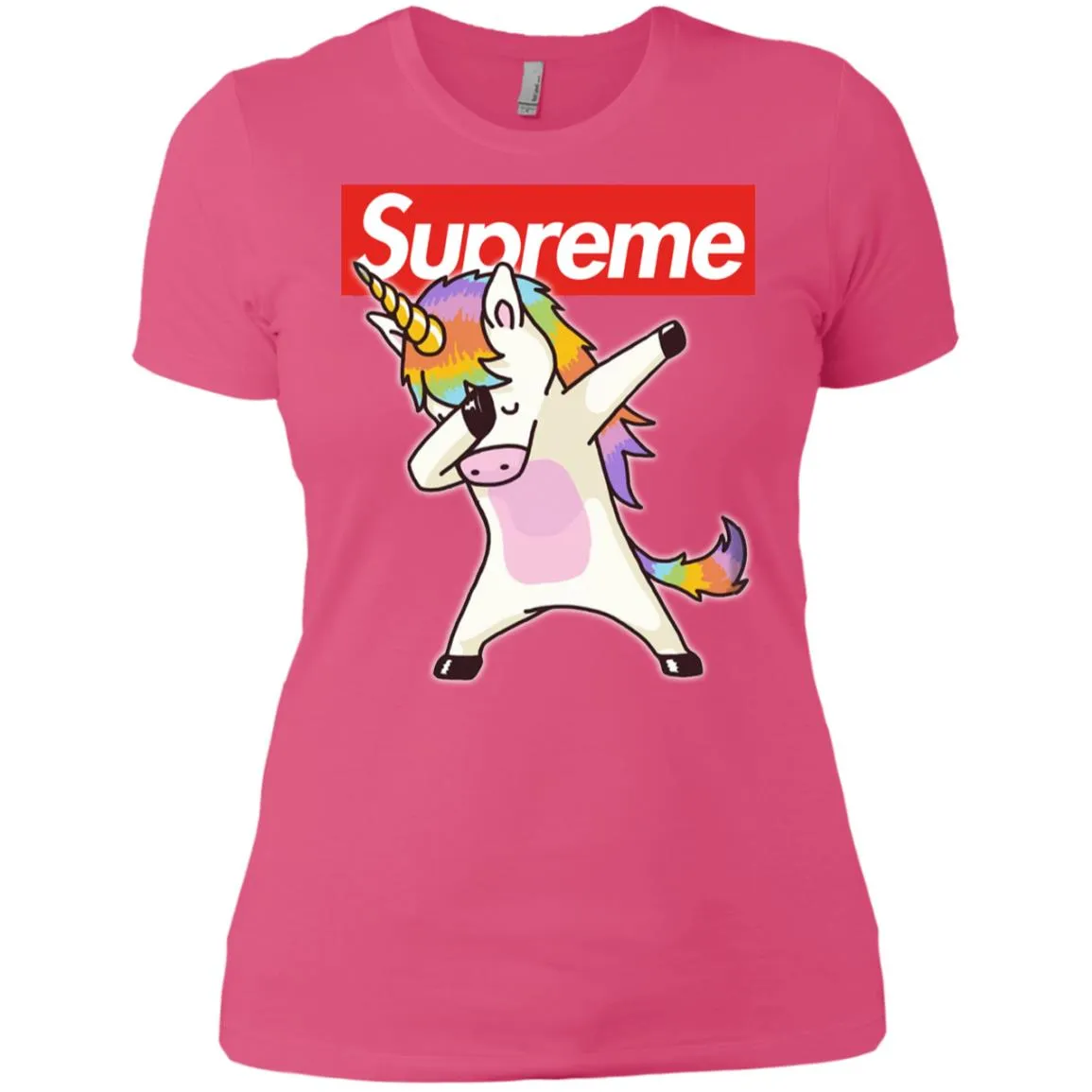 Supreme Unicorn T-shirt Dance Dabbing Unicorn Women Cotton T-Shirt