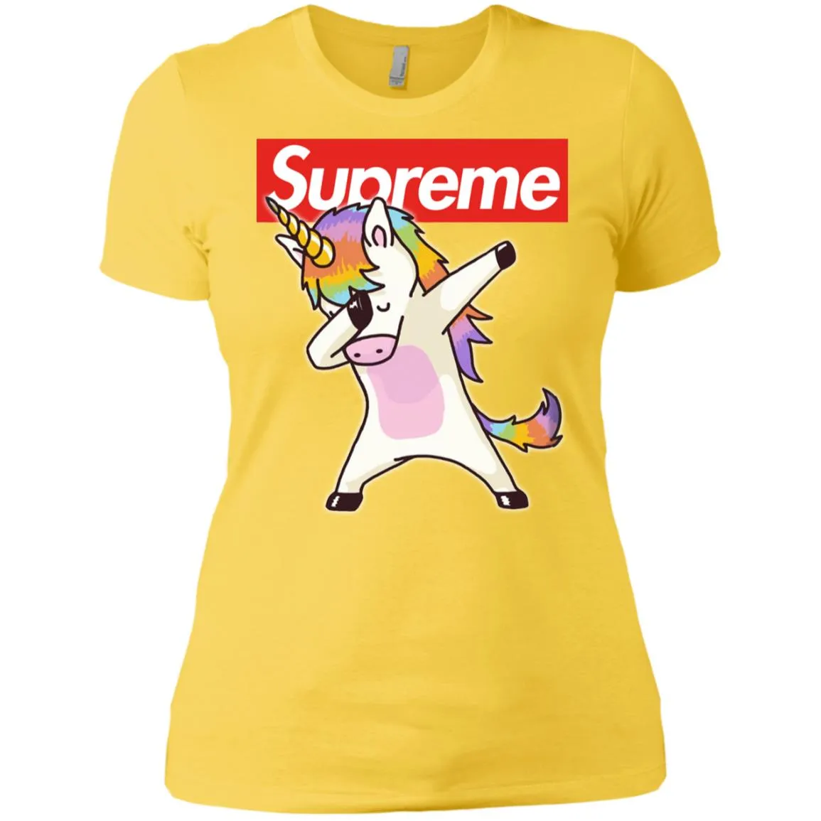 Supreme Unicorn T-shirt Dance Dabbing Unicorn Women Cotton T-Shirt