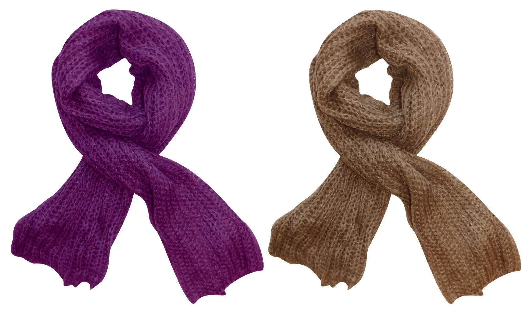 Taupe Purple Peach Couture Long Chunky and Warm Loose Knit Scarf