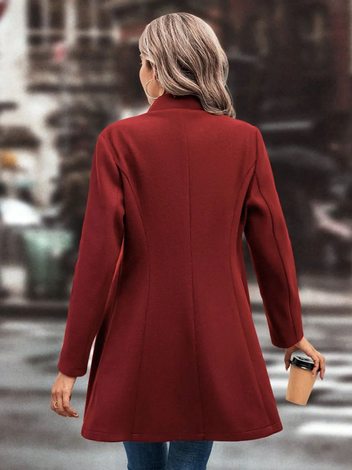 TEEK - Collared Neck Button Up Long Sleeve Coat