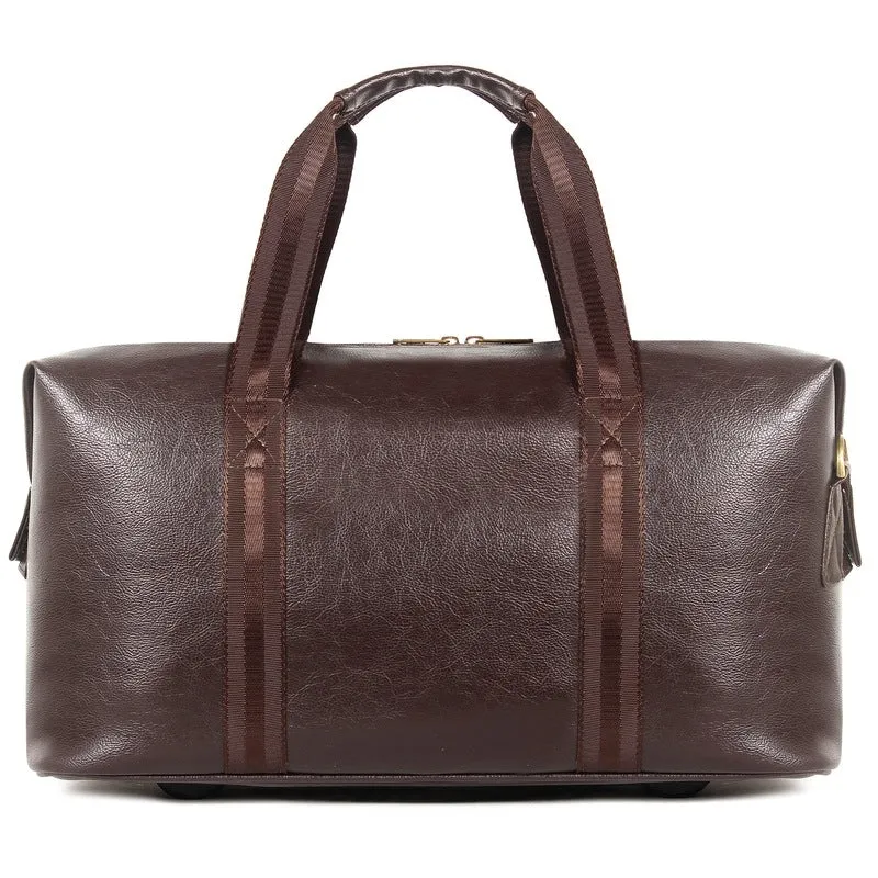 The Clownfish Brayne 38 litres Unisex Faux Leather Travel Duffle Bag Weekender bag (Dark Brown)
