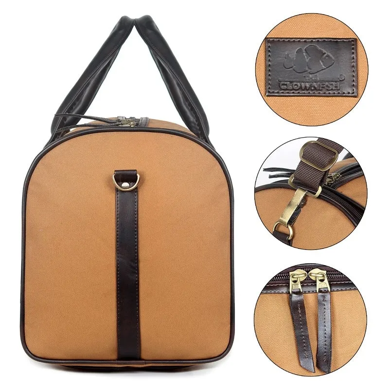 THE CLOWNFISH Ewan Series 43 Litres Canvas Travel Duffle Bag Luggage Weekender Bag Daffel Bags Air Bags Luggage Bag Travelling Bag Truffle Bags Duffel Bags For Men And Women (Black), 20 CM