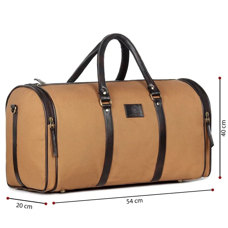 THE CLOWNFISH Ewan Series 43 Litres Canvas Travel Duffle Bag Luggage Weekender Bag Daffel Bags Air Bags Luggage Bag Travelling Bag Truffle Bags Duffel Bags For Men And Women (Black), 20 CM