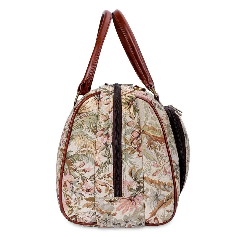 THE CLOWNFISH Fabric Oceania 28 Litres Tapestry Business Travel Duffle Carry-On Luggage Bag With 15.6 Inch Laptop Sleeve (Beige), 24 Centimeters