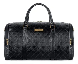 THE CLOWNFISH Faux Leather Gem 39 Litres Rhombus Design Unisex Travel Duffle Bag Carry On Luggage (Dark Brown), 26 CM