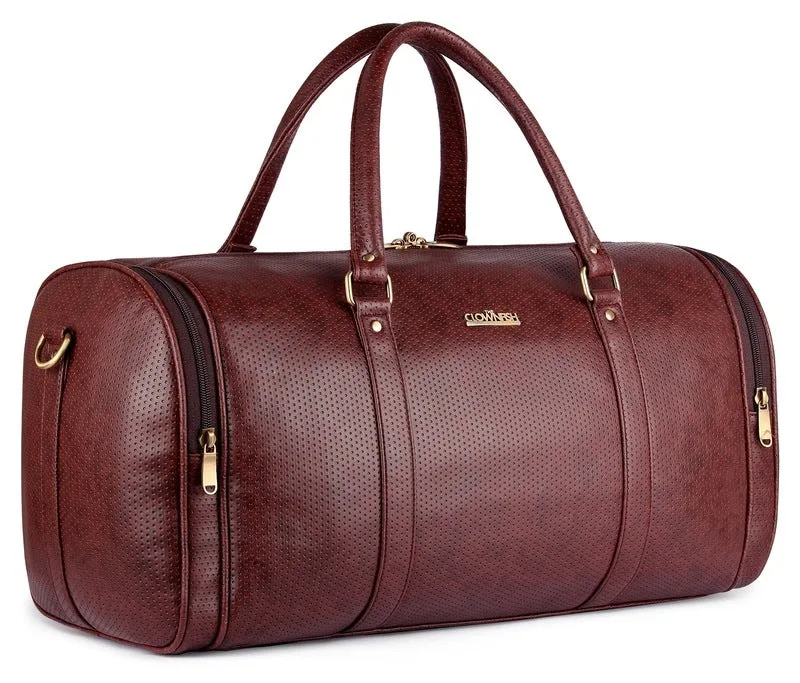The Clownfish Imperial Faux Leather Travel Duffle - Durable, Collapsible | 36 Ltrs | Tan