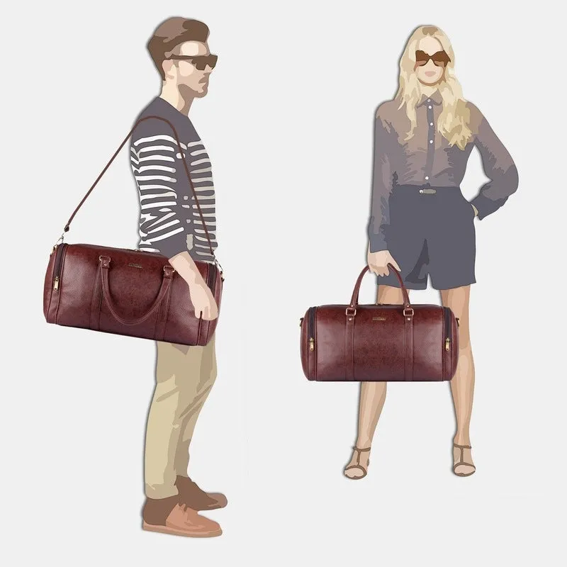 The Clownfish Imperial Faux Leather Travel Duffle - Durable, Collapsible | 36 Ltrs | Tan