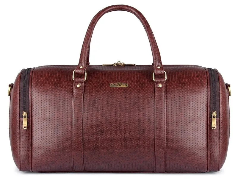 The Clownfish Imperial Faux Leather Travel Duffle - Durable, Collapsible | 36 Ltrs | Tan