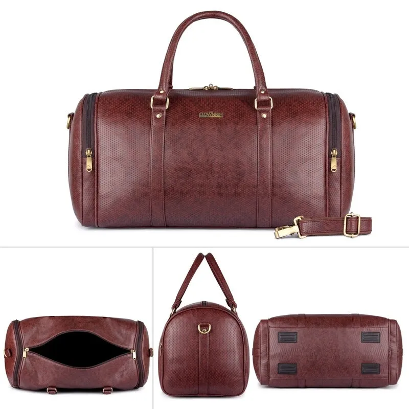 The Clownfish Imperial Faux Leather Travel Duffle - Durable, Collapsible | 36 Ltrs | Tan