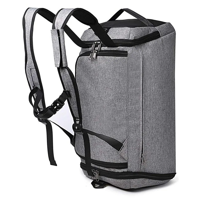 The Clownfish Large Capacity Poly Travel Duffle Bag with Shoe Compartment | Adjustable Strap | Grey