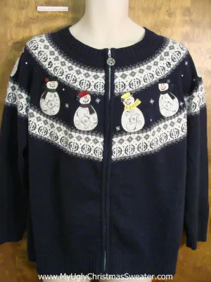 Two Sided Snowman Themed Ugliest Christmas Sweater