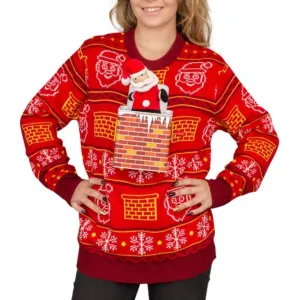 Ugly Christmas Sweater JulesRoche 3D Santa Design Adult Fit
