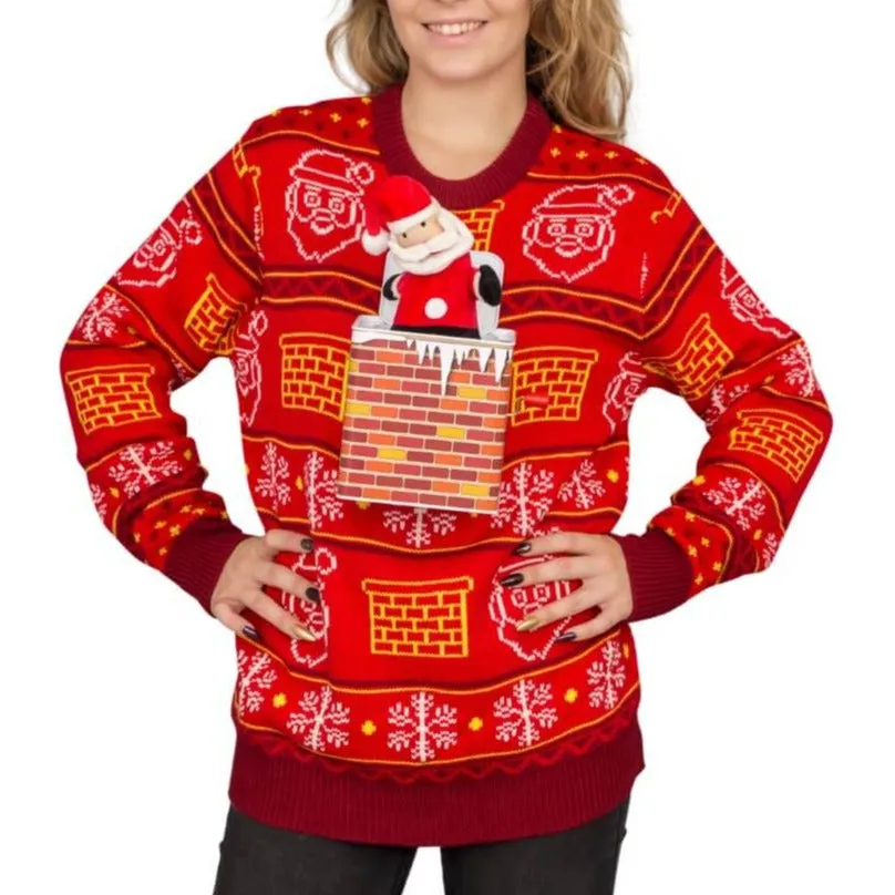 Ugly Christmas Sweater JulesRoche 3D Santa Design Adult Fit