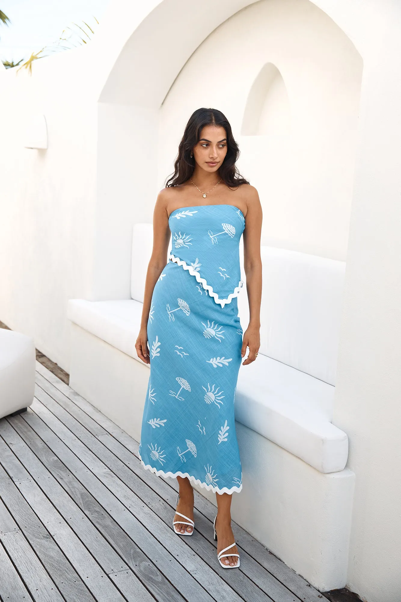 Vacation Away Maxi Skirt Blue