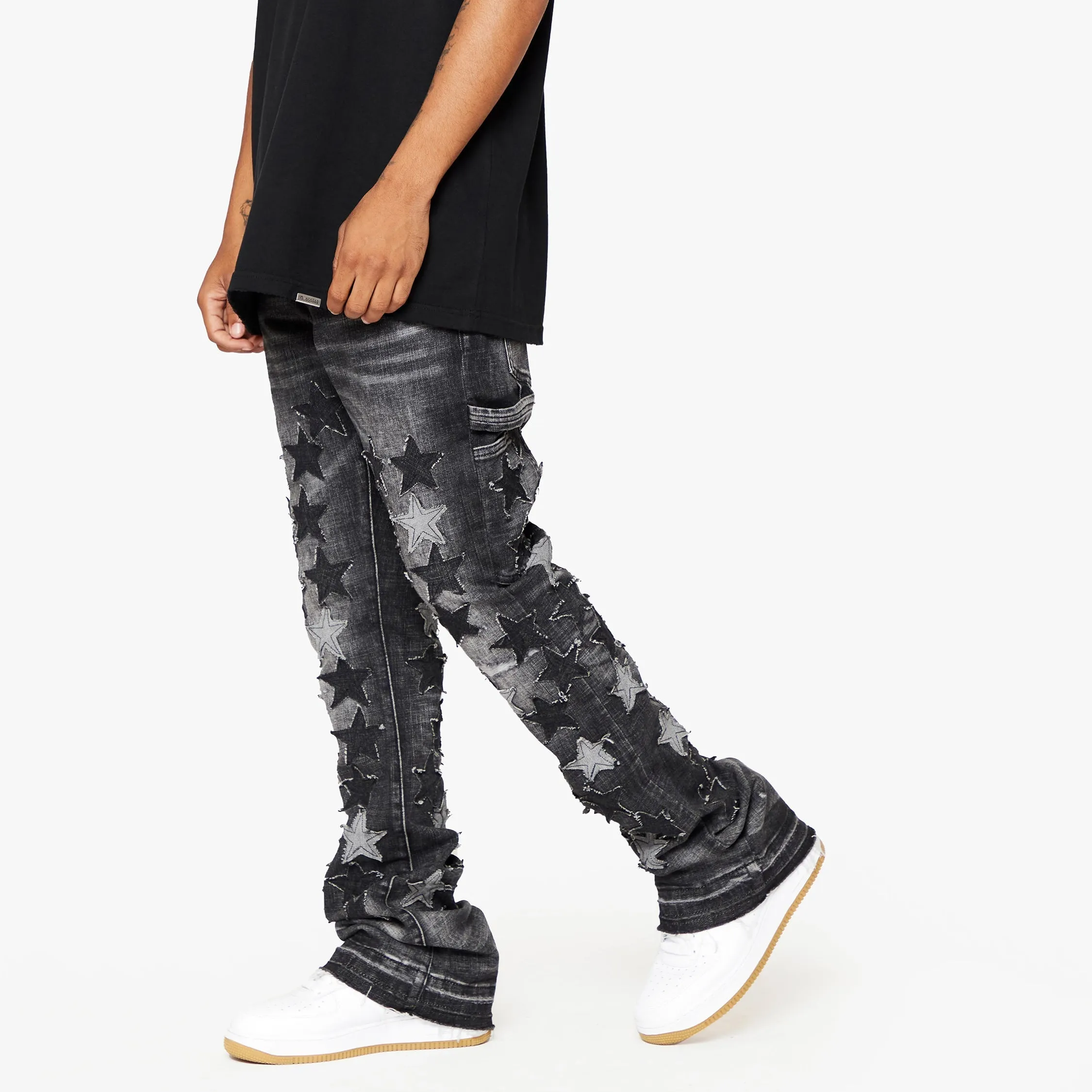 Valabasas "V-Stars" Washed Stacked Flare Jean