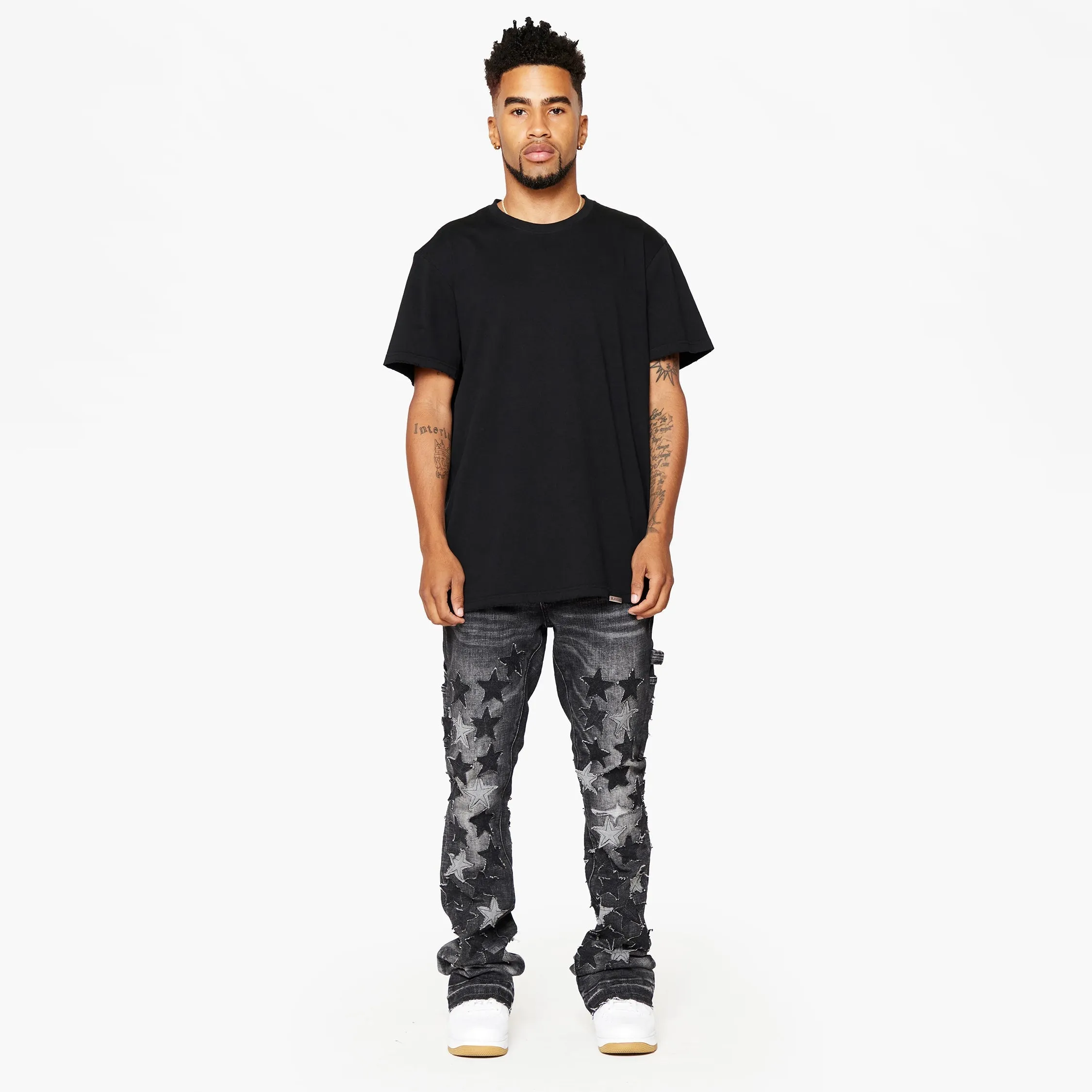 Valabasas "V-Stars" Washed Stacked Flare Jean