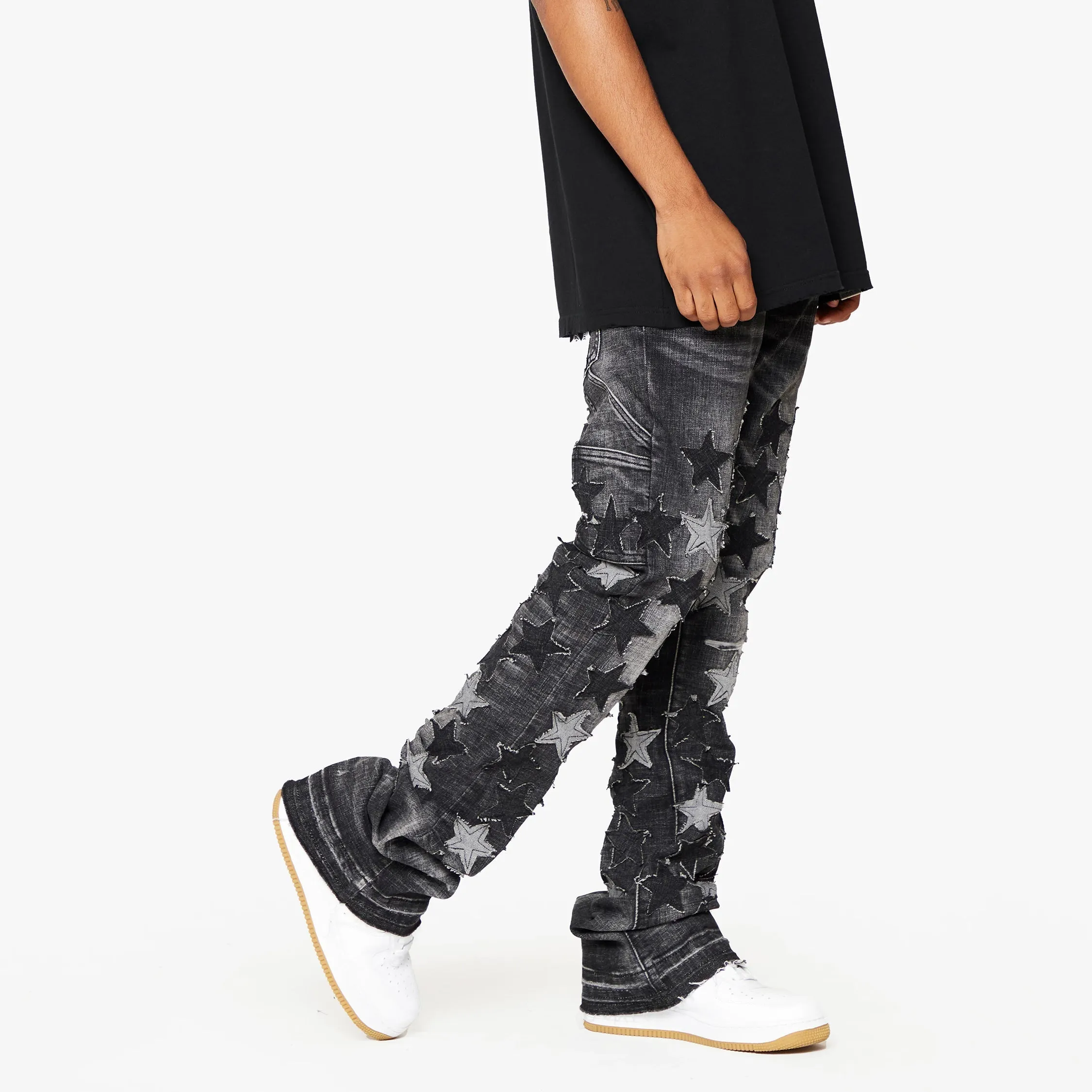 Valabasas "V-Stars" Washed Stacked Flare Jean