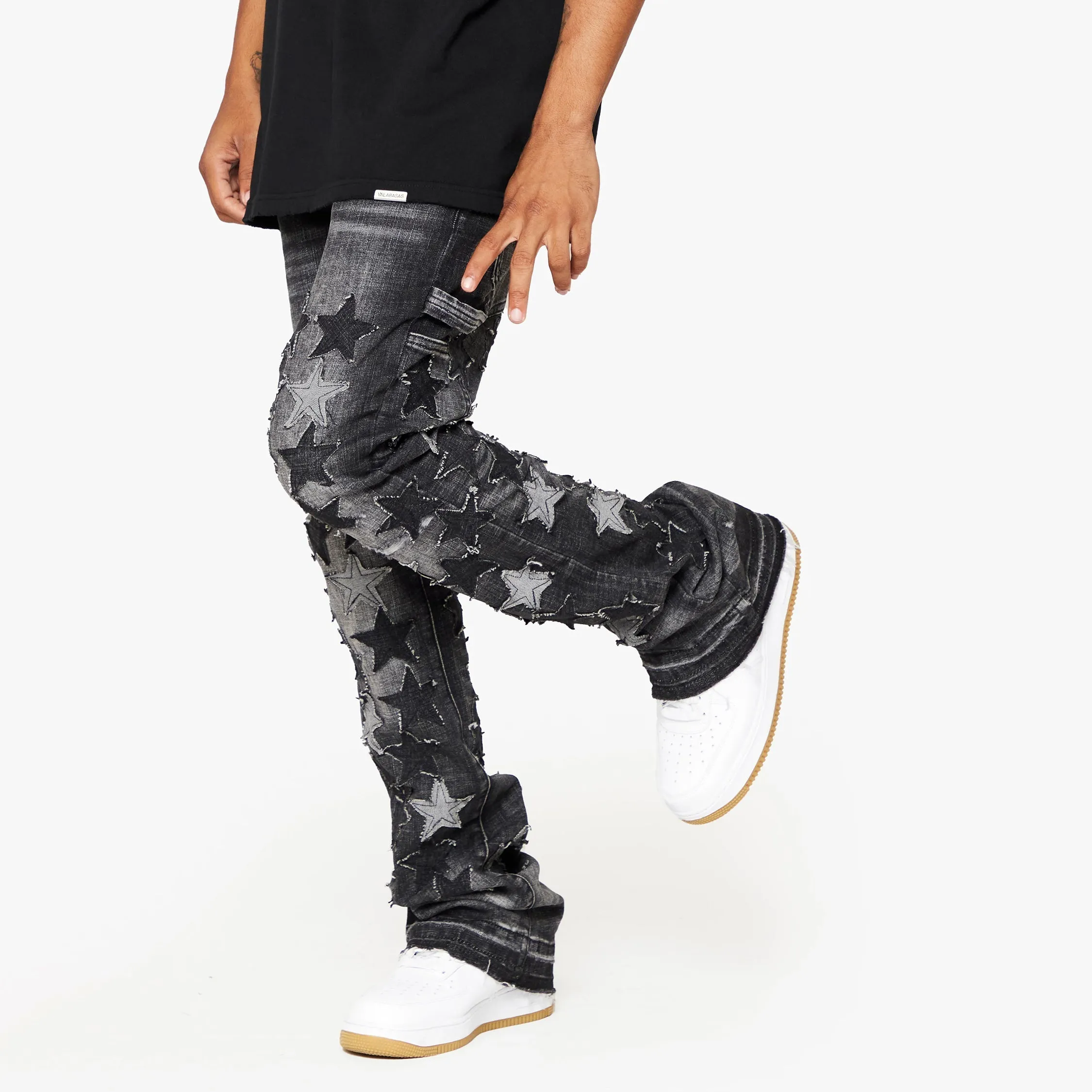 Valabasas "V-Stars" Washed Stacked Flare Jean