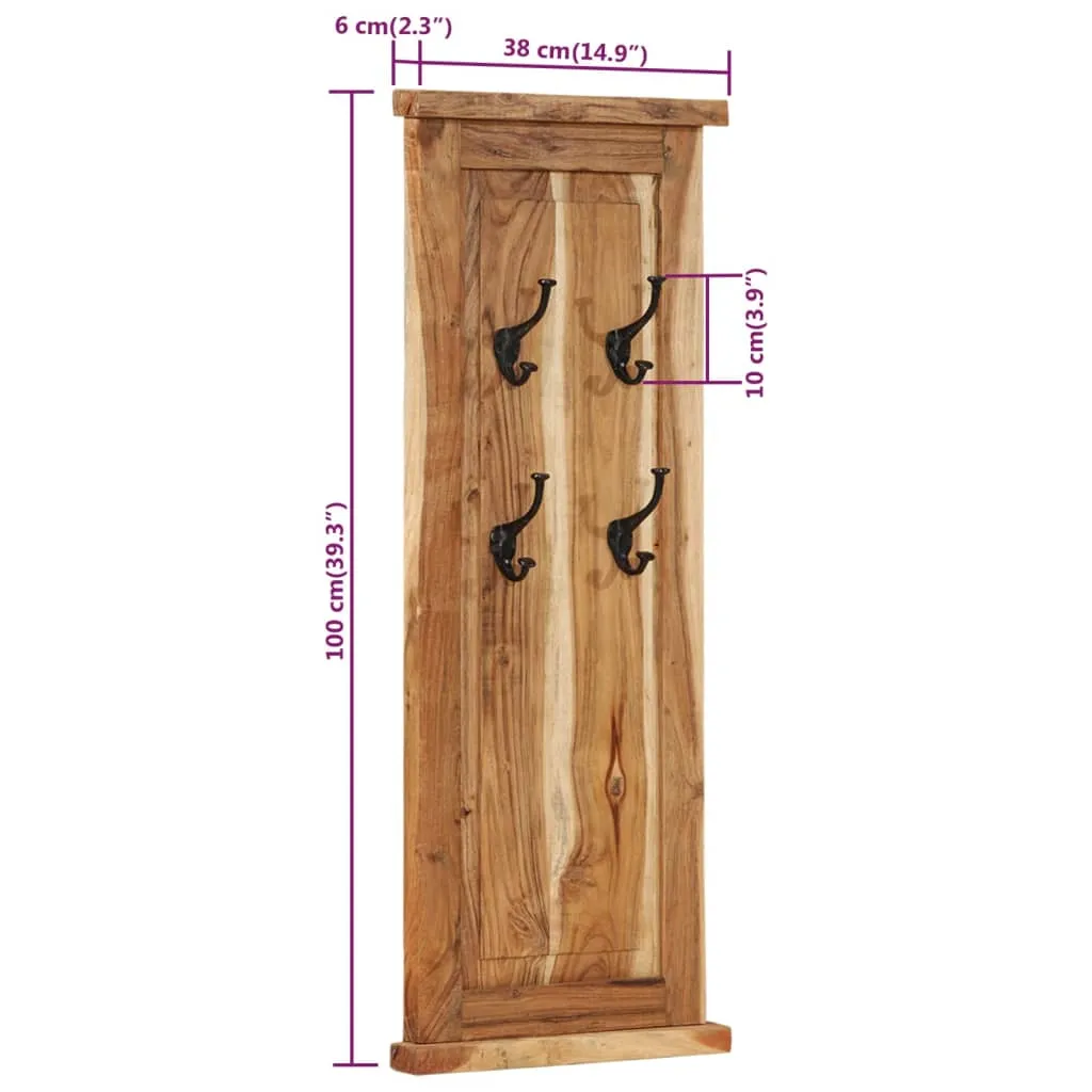 vidaXL Coat Racks 2 pcs Solid Wood Acacia 38x100 cm