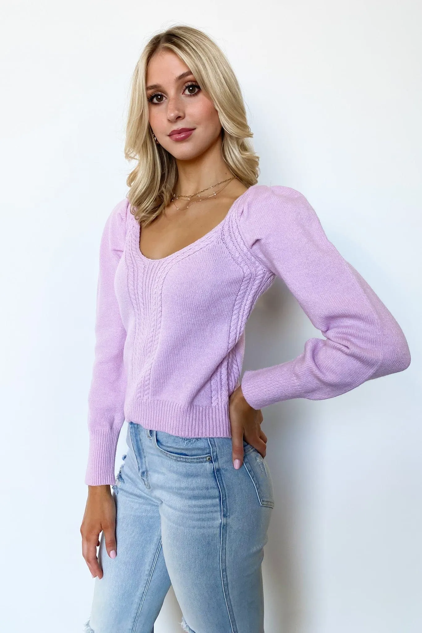 Viviette Braid Knit V-Neck Sweater - FINAL SALE