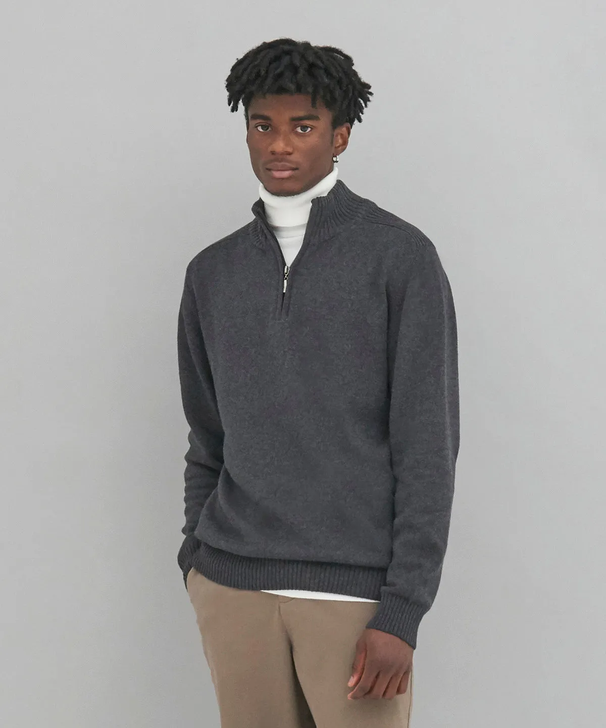 Wakhan  regen zip knit sweater | Charcoal