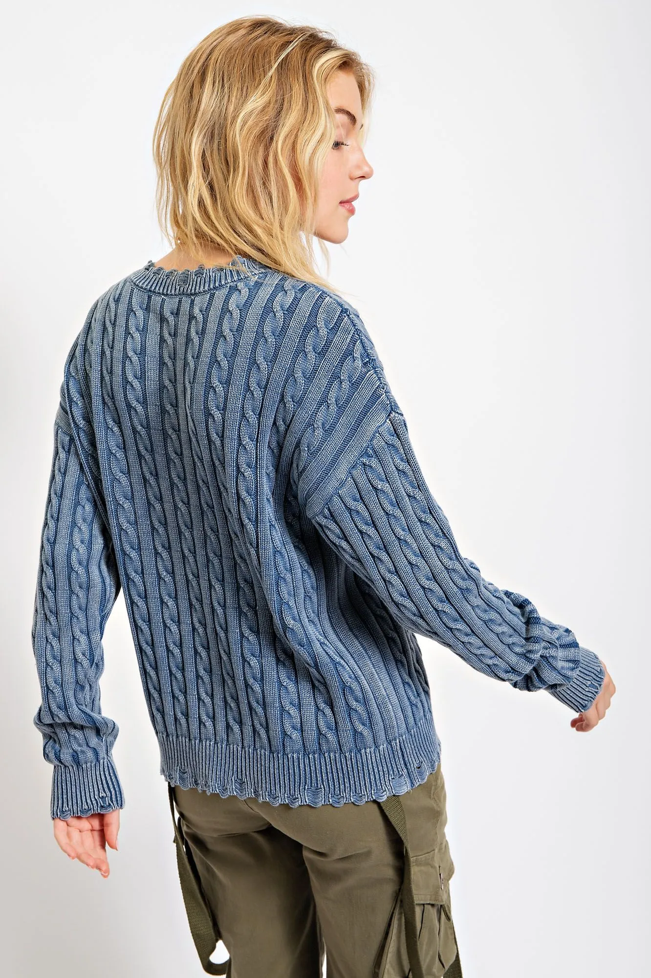 Wash The Blues Away Cable Knit Sweater