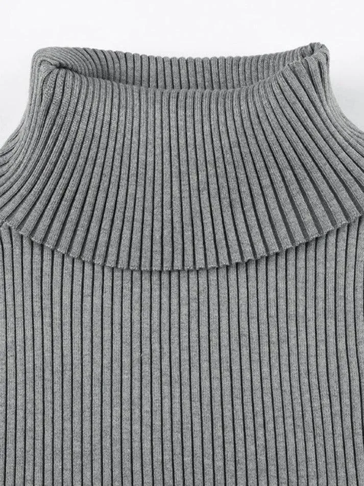 Wenkouban-Spring Casual Outfits Y2K Outfits Solid Off Shoulder Zip Up Hem Sweater