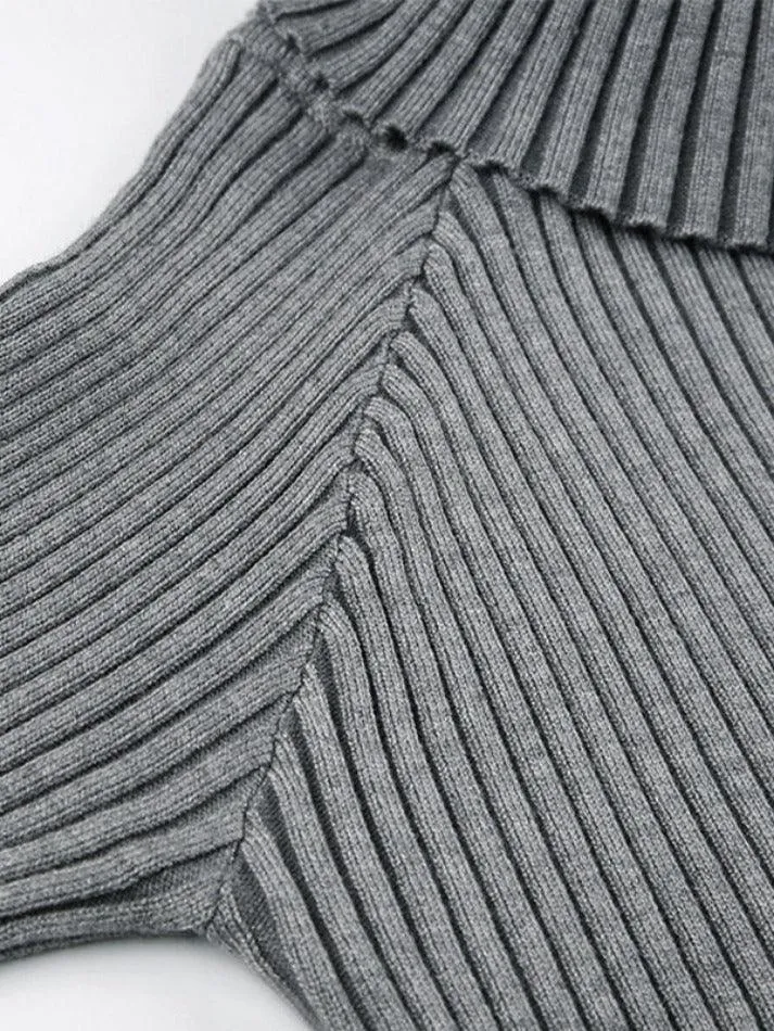 Wenkouban-Spring Casual Outfits Y2K Outfits Solid Off Shoulder Zip Up Hem Sweater
