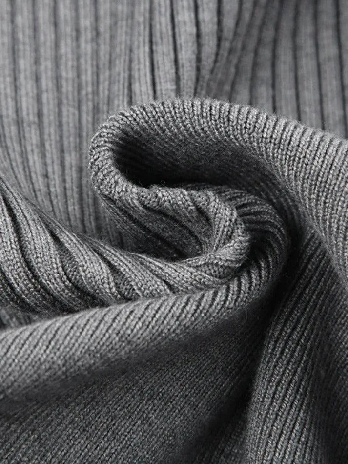 Wenkouban-Spring Casual Outfits Y2K Outfits Solid Off Shoulder Zip Up Hem Sweater