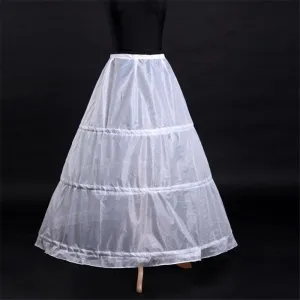 White 3 Hoops A-line Wedding Petticoat