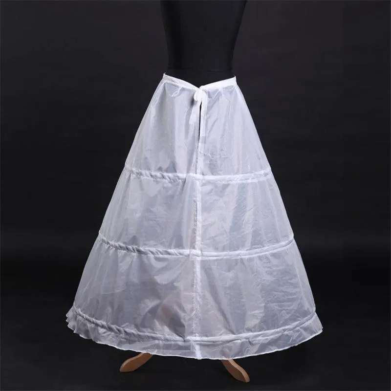White 3 Hoops A-line Wedding Petticoat