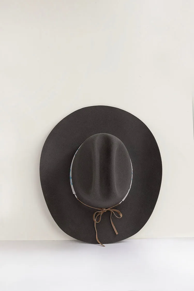 White Beaded Hat Band with Blue Lightning Bolts