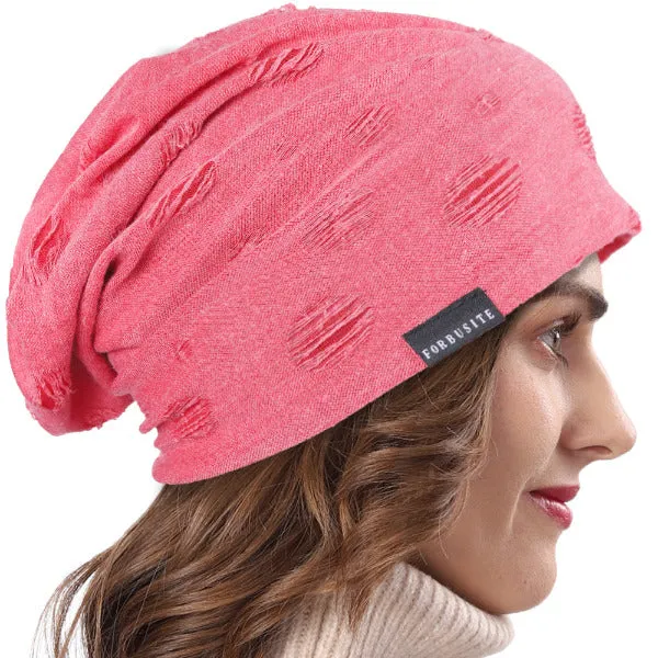 Women Lightweight Distressed Beanie Hat for Summer B405
