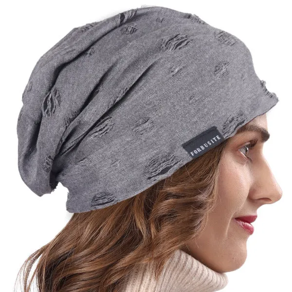 Women Lightweight Distressed Beanie Hat for Summer B405