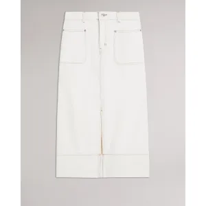 Women Wms-Jomana-Button Up Denim Pencil Skirt - Ivory