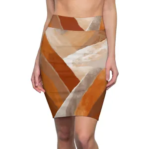 Womens Pencil Skirt - Boho Abstract Vibrant Multicolor Textured Pattern 31090