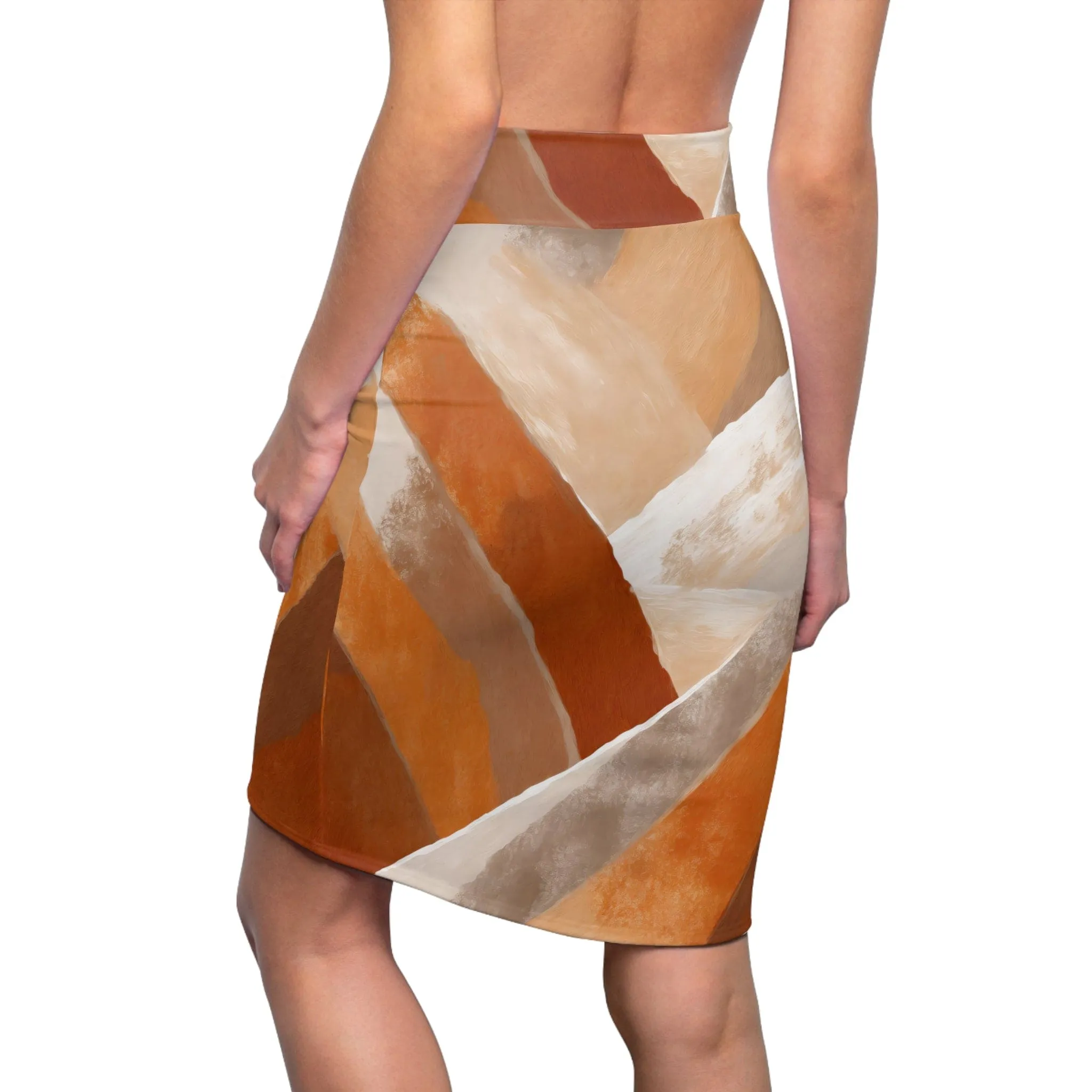 Womens Pencil Skirt - Boho Abstract Vibrant Multicolor Textured Pattern 31090