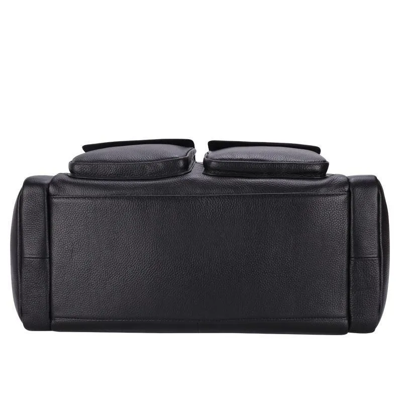 Woosir Black Leather Duffle Bag Mens