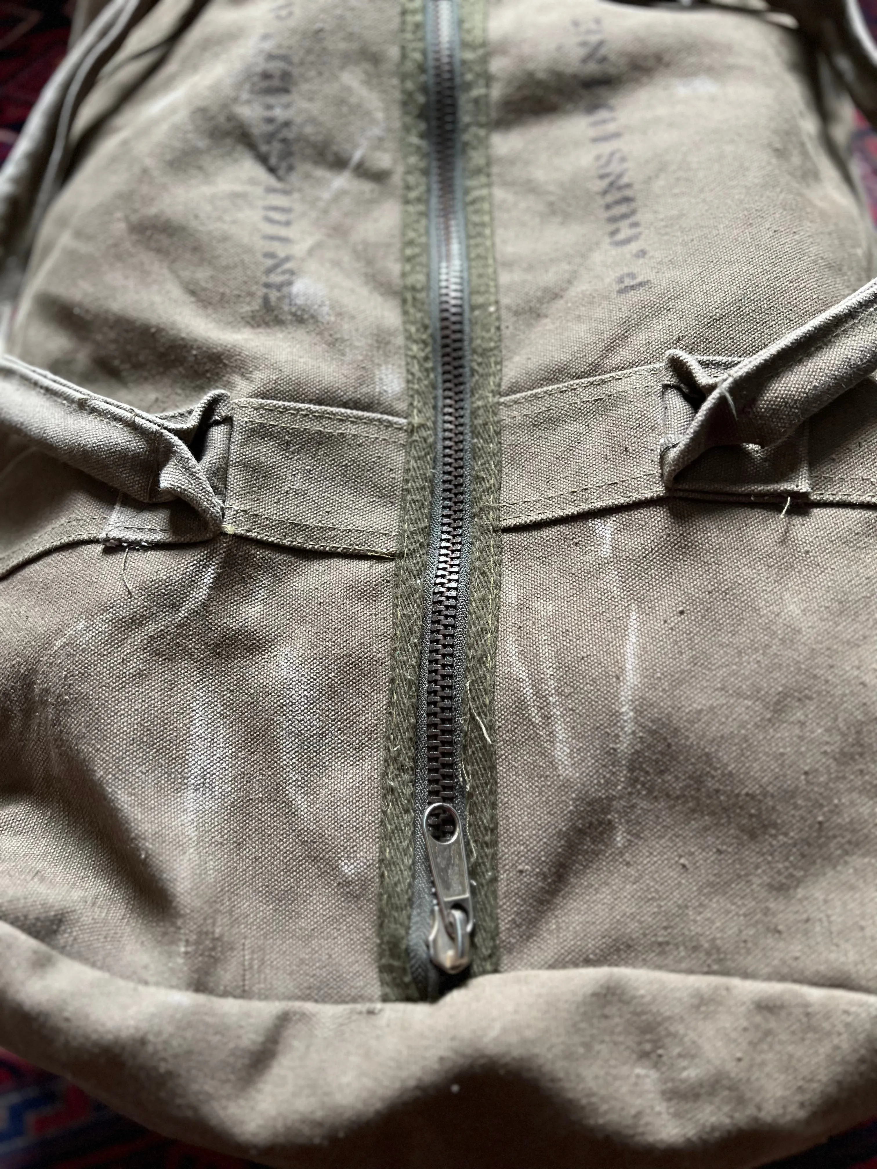 WWII Pilot Canvas Duffle Bag Stenciled
