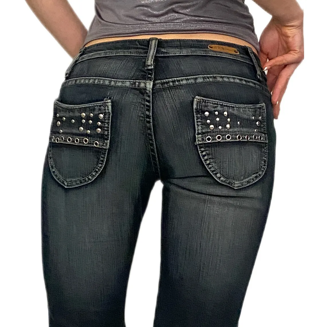 Y2K Low Rise Studded Jeans (S)