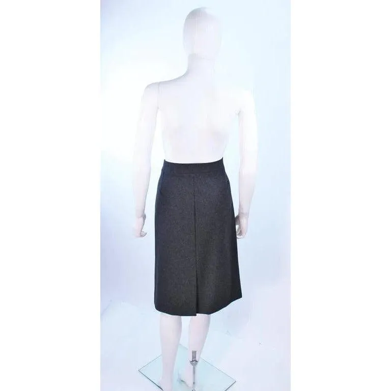 YVES SAINT LAURENT Charcoal Wool Pencil Skirt | Size 46